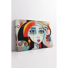 KOSS Dijital Renkli Saçlı Kız Kanvas Tablo, Soyut Kız Kanvas , Renkli Gözlü Kız Tablo, Lüks Kanvas, Trend Tasarım