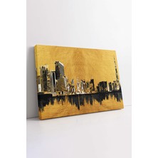 KOSS Dijital Modern Şehir Kanvas Tablo, Şehir Silüeti Premium Tablo, Ofis Salon Oturma Odası Yatak Odası Antre