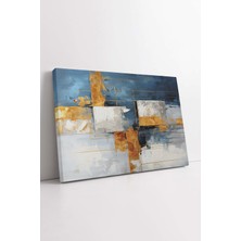 KOSS Dijital Altın Beyaz Mavi Soyut Kanvas Tablo, Çok Renkli Dekoratif Lüks Tablo, Premium Hd Baskı