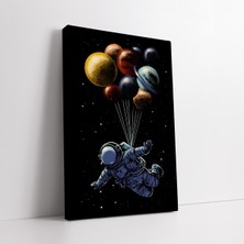 KOSS Dijital Renkli Gezegenler ve Astronot Uzay Kanvas Tablo