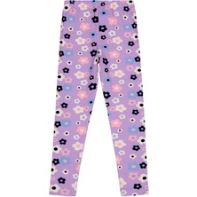 Civil Girls Büyük Çiçek Baskılı 6-9 Yaş Tayt - Lila 9-10 Yaş