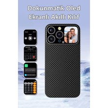 Tekvora iPhone Amoled Ekranlı Kılıf | Karbon Fiber | Magsafe Uyumlu | Kamera Önizleme | Akıllı Ekranlı Kılıf