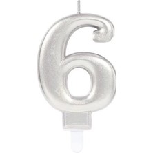 LaraTech 6 Rakamı Mum Gümüş Renk