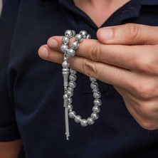 Katre46 Gümüş Küre Kesim 7 mm Erkek Tesbih