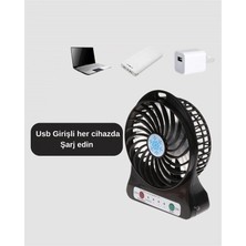 Die Grup Mini Vantilatör Masaüstü – USB Girişli, Şarjlı, 3 Kademe, Sessiz Motor, Işıklı Dıegrp-Rsk