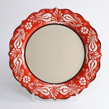 Korkmaz Çini 26 cm Beyaz Kabartma Kaligrafi Tabağı