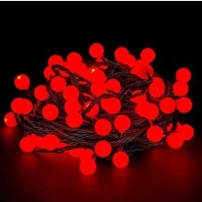 Katre46 5m 28 LED Kırmızı Işık Siyah Kablo Fişli