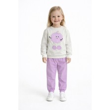 MB Kids Pembe Kabak Nakışlı Kız Erkek Çocuk Eşofman Takım %100 Pamuk Lastikli Paça Rahat Kalıp