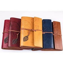 Katre46 Yaprak Kabartmalı Deri Hatıra Defteri