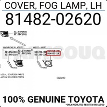 TŞT Toyota Corolla 2016-2018 Ön Sis Lamba Kapağı Delikli Sol  (Oem No:  8148202620)