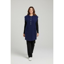 Ece Giyim Kadın Cepli Önden Yarım Düğmeli Angora Yelek