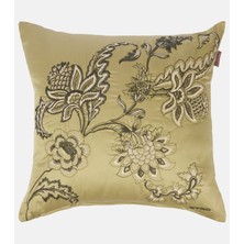 Etro Işlemeli Pamuk Saten Yeşil Dekoratif Yastık 45×45 cm