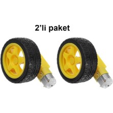 2 Adet 3-6V Dc 250 Rpm Redüktörlü Motor ve Tekerlek Seti