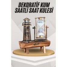 Die Grup Deniz Feneri Kum Saati Ahşap Görünümlü Vintage Tarz Biblo DIEGRP-RSKRGLT34