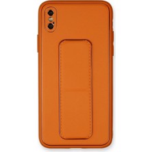 Magicool Iphone Xs Max Kılıf Coco Deri Standlı Kapak - Turuncu