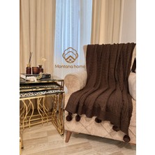 Ponponlu Triko Örgü Tv ve Diz Battaniyesi – 130X170 Cm"