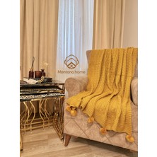 Ponponlu Triko Örgü Tv ve Diz Battaniyesi – 130X170 Cm"