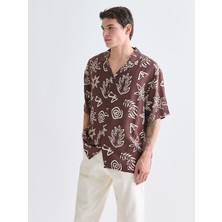 Lc Waikiki Yeni Sezon Regular Fit Resort Yaka Kısa Kollu Desenli Viskon Erkek Gömlek