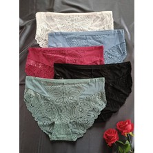 Papatya Etnik Desen Dantelli / Transparan Detaylı Kadın Iç Giyim Külot