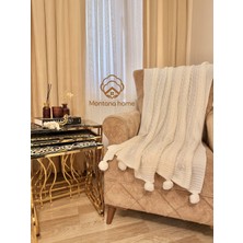 Ponponlu Triko Örgü Tv ve Diz Battaniyesi – 130X170 Cm"