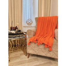 Ponponlu Triko Örgü Tv ve Diz Battaniyesi – 130X170 Cm"