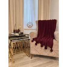 Ponponlu Triko Örgü Tv ve Diz Battaniyesi – 130X170 Cm"