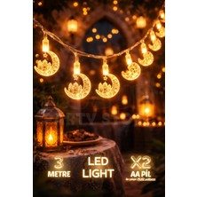 Okavango Ramazan Süsleri, Ramazan Tavan Süsü 1,5 Metre Sarı Işıklar Peri Işıkları Aydınlatmalı Şerit LED Ramazan Süsü