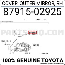 TŞT Toyota Auris/yaris Ayna Kapağı Parlak Sağ 2012-  (Oem No:  8791502925)