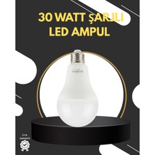 Starseven Acil Durumlar Için Şarjlı LED Ampul 6400K Soğuk Beyaz 30 Watt