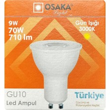 Avarson (1 Adet) Osaka 9W (70W) Sarı Işık (3000K) GU10 Duylu LED Çanak Ampul