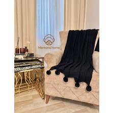 Ponponlu Triko Örgü Tv ve Diz Battaniyesi – 130X170 Cm"