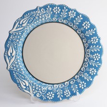 Korkmaz Çini 26 cm Beyaz Kabartma Kaligrafi Tabağı