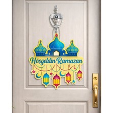 Okavango 27-27 cm Hoş Geldin Ramazan Dekorlu Ahşap Kapı Süsü, Ramazan Süsleri, Ramazan Tavan Süsü