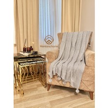 Ponponlu Triko Örgü Tv ve Diz Battaniyesi – 130X170 Cm"