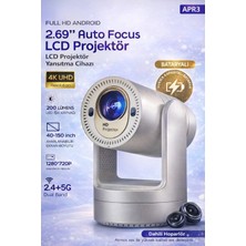 vooka Şarjlı Android Auto Focus Projeksiyon|4k Destekli 720P|DAHILI Hoparlör|wifi 2.4g/5g|taşınabilir LCD