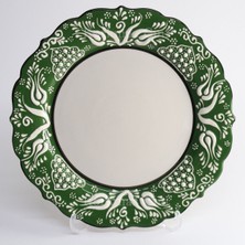 Korkmaz Çini 26 cm Beyaz Kabartma Kaligrafi Tabağı