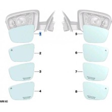 TŞT Bmw 3 Serisi/5 Serisi/7 Serisi Dış Ayna Camı Is Sol 2018 (Oem No:  51167955143)