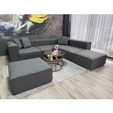 Erduran Mobilya Angelo 6 Modül Antrasit Keten Modüler Köşe Koltuk Takımı