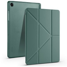 Zenith Works Galaxy Tab A11 Plus Kılıf Zore Tri Folding Kalem Bölmeli Standlı Kılıf - Koyu Yeşil