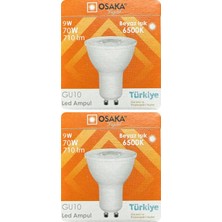 Avarson (2 Adet) Osaka 9W (70W) Beyaz Işık (6500K) GU10 Duylu LED Çanak Ampul