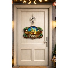 Okavango 30-27 cm Hoş Geldin Ramazan Dekorlu Ahşap Kapı Süsü, Ramazan Süsleri