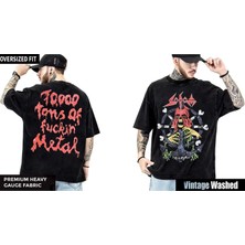 Sodom Yıkamalı Over Size Tişört S