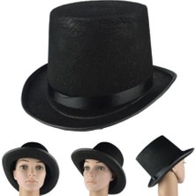 İntora Yetişkin Boy Siyah Renk Keçe Sihirbaz Fötr Şapka