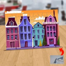 Asilmeydan Renkli Illüstrasyon Binalar 99 Parça Puzzle Yapboz TABLO-3309305