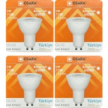 Avarson (4 Adet) Osaka 9W (70W) Beyaz Işık (6500K) GU10 Duylu LED Çanak Ampul