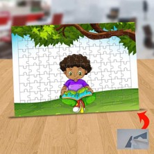 Asilmeydan Ağaç Altında Kitap Okuyan Çocuk 99 Parça Puzzle Yapboz TABLO-859