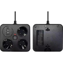 Die Grup Akım Korumalı Anahtarlı Priz - 3x Priz - 2x USB - 2x Type-C - 2 mt Kablo Hızlı Şarj Özellikli