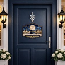 Okavango 28-23 cm Hoş Geldin Ramazan Dekorlu Ahşap Kapı Süsü, Ramazan Süsleri