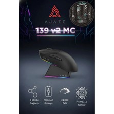 Ajazz AJ139 V2 Mc Paw 3311 Sensör 3 Modlu 12.000 Dpı Şarj Istasyonlu Oyuncu Mouse + Grip Tape