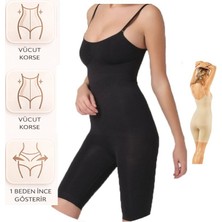 Bipamuk Kadın Tam Boy Korse Body Bel Karın ve Kalça Toparlayıcı Vücut Şekillendirici Tam Korse Ince Gösteren Ayarlanabilir Askılı